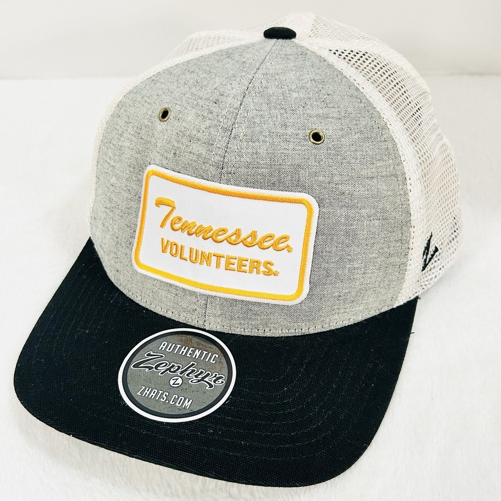 Zephyr Tennessee Volunteers Script‎ Trucker Hat Cap Adjustable Gray NCAA College